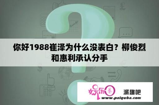 你好1988崔泽为什么没表白？柳俊烈和惠利承认分手