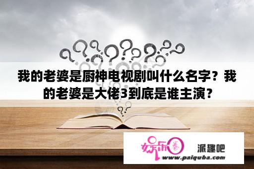 我的老婆是厨神电视剧叫什么名字？我的老婆是大佬3到底是谁主演？