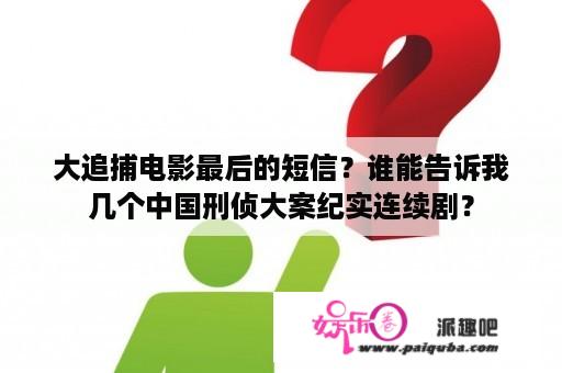 大追捕电影最后的短信？谁能告诉我几个中国刑侦大案纪实连续剧？