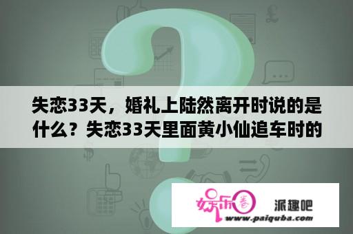 失恋33天，婚礼上陆然离开时说的是什么？失恋33天里面黄小仙追车时的那段独白？