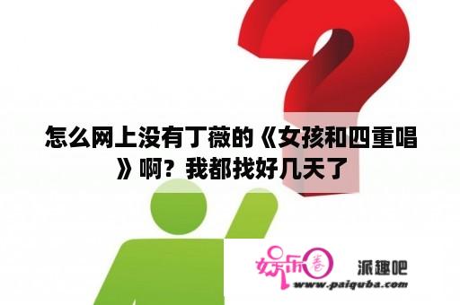 怎么网上没有丁薇的《女孩和四重唱》啊？我都找好几天了