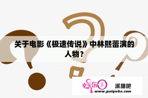 关于电影《极速传说》中林熙蕾演的人物？