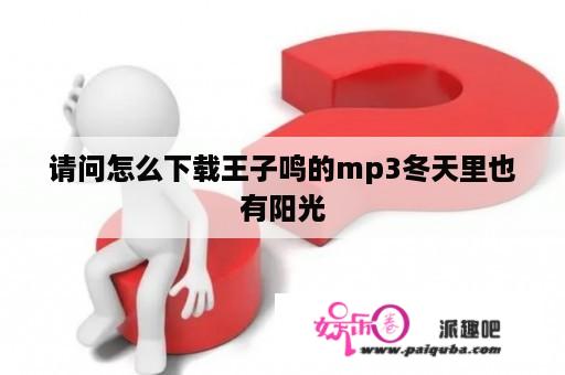 请问怎么下载王子鸣的mp3冬天里也有阳光