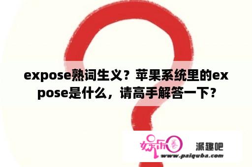 expose熟词生义？苹果系统里的expose是什么，请高手解答一下？