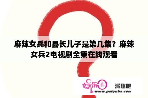 麻辣女兵和县长儿子是第几集？麻辣女兵2电视剧全集在线观看