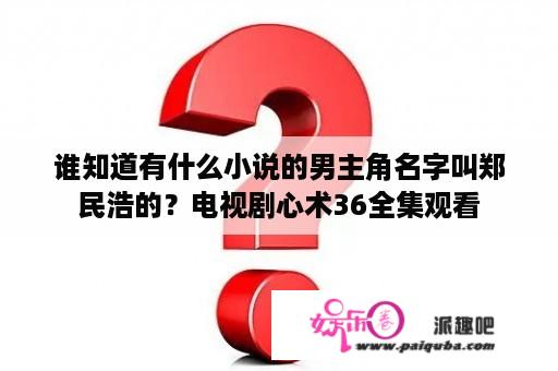 谁知道有什么小说的男主角名字叫郑民浩的？电视剧心术36全集观看