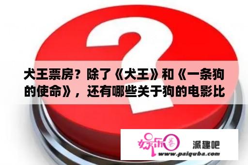 犬王票房？除了《犬王》和《一条狗的使命》，还有哪些关于狗的电影比较好看感人？