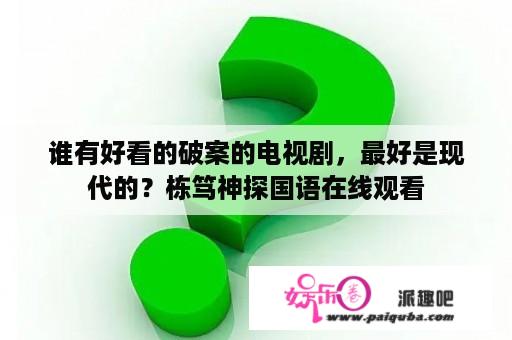 谁有好看的破案的电视剧，最好是现代的？栋笃神探国语在线观看