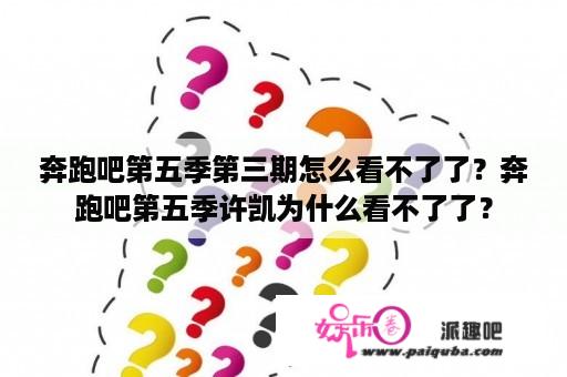 奔跑吧第五季第三期怎么看不了了？奔跑吧第五季许凯为什么看不了了？