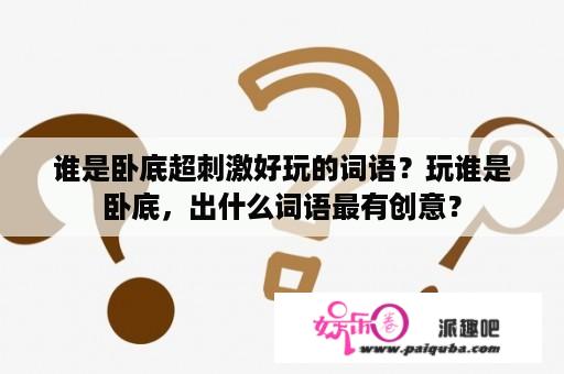 谁是卧底超刺激好玩的词语？玩谁是卧底，出什么词语最有创意？