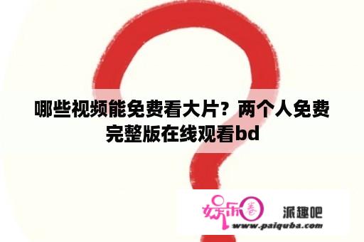 哪些视频能免费看大片？两个人免费完整版在线观看bd