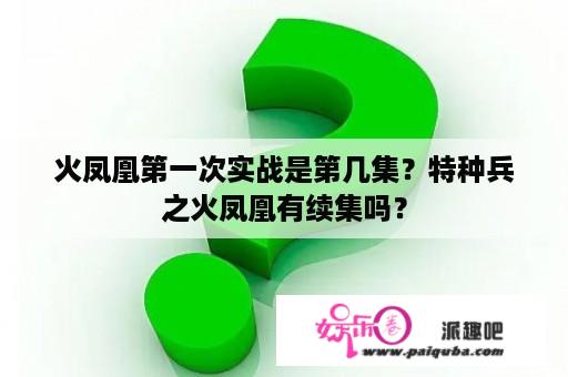 火凤凰第一次实战是第几集？特种兵之火凤凰有续集吗？