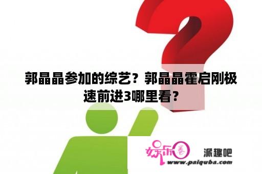 郭晶晶参加的综艺？郭晶晶霍启刚极速前进3哪里看？