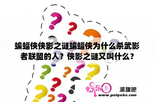 蝙蝠侠侠影之谜蝙蝠侠为什么杀武影者联盟的人？侠影之谜又叫什么？