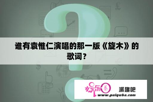 谁有袁惟仁演唱的那一版《旋木》的歌词？