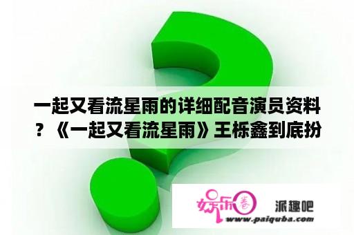 一起又看流星雨的详细配音演员资料？《一起又看流星雨》王栎鑫到底扮演了是什么角色？