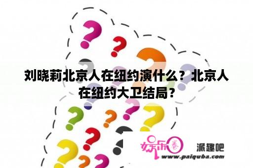 刘晓莉北京人在纽约演什么？北京人在纽约大卫结局？