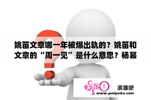 姚笛文章哪一年被爆出轨的？姚笛和文章的“周一见”是什么意思？杨幂脚臭又是怎么回事？