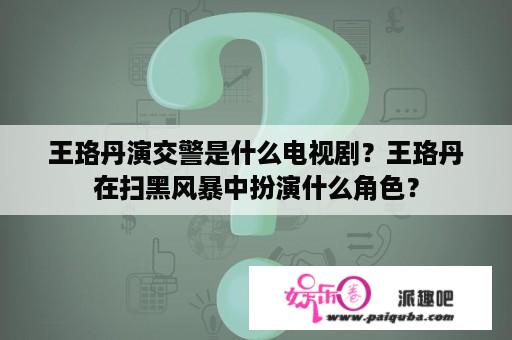 王珞丹演交警是什么电视剧？王珞丹在扫黑风暴中扮演什么角色？