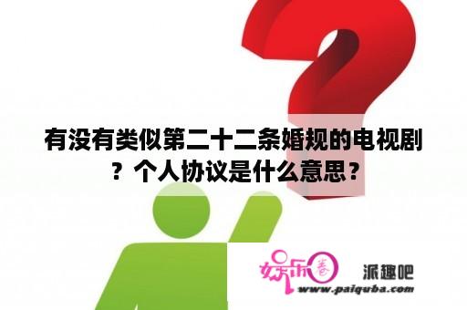 有没有类似第二十二条婚规的电视剧？个人协议是什么意思？