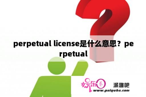 perpetual license是什么意思？perpetual