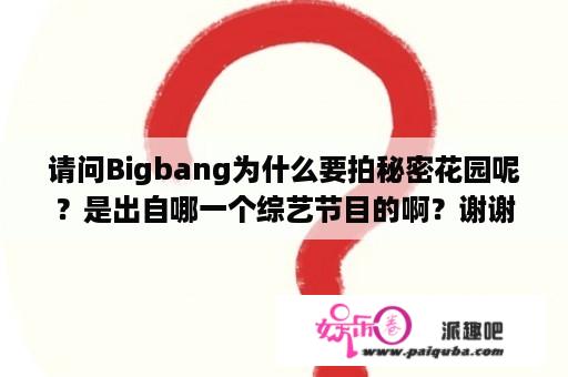 请问Bigbang为什么要拍秘密花园呢？是出自哪一个综艺节目的啊？谢谢