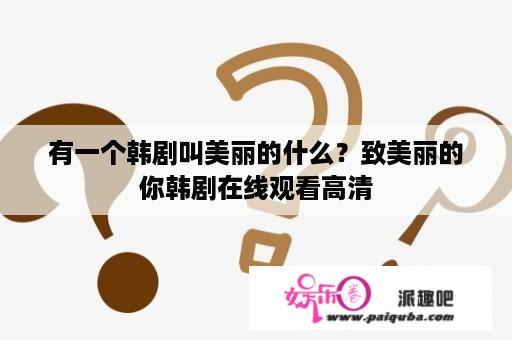 有一个韩剧叫美丽的什么？致美丽的你韩剧在线观看高清