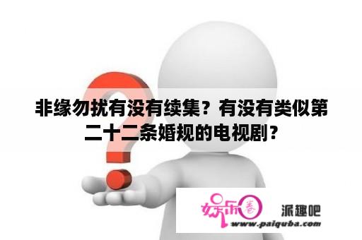 非缘勿扰有没有续集？有没有类似第二十二条婚规的电视剧？