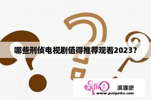 哪些刑侦电视剧值得推荐观看2023？