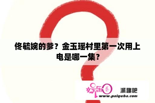 佟毓婉的爹？金玉瑶村里第一次用上电是哪一集？