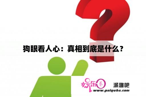 狗眼看人心：真相到底是什么？