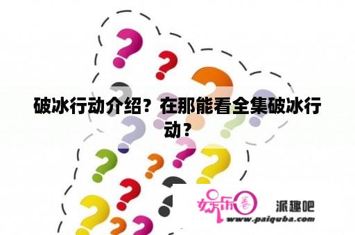 破冰行动介绍？在那能看全集破冰行动？