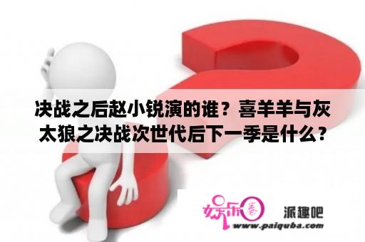 决战之后赵小锐演的谁？喜羊羊与灰太狼之决战次世代后下一季是什么？