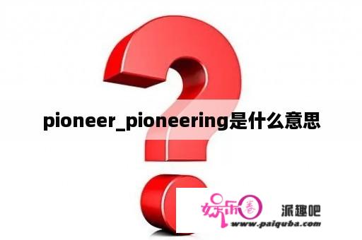 pioneer_pioneering是什么意思