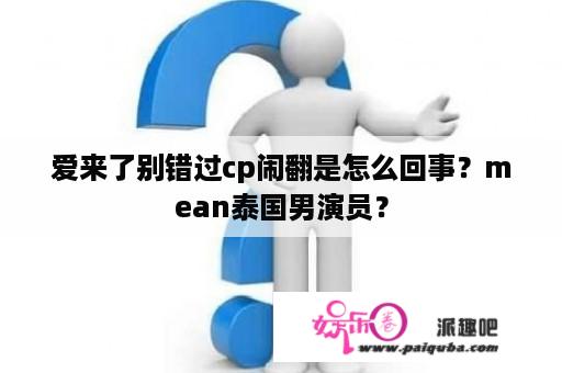 爱来了别错过cp闹翻是怎么回事？mean泰国男演员？