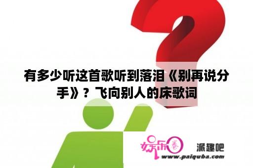 有多少听这首歌听到落泪《别再说分手》？飞向别人的床歌词