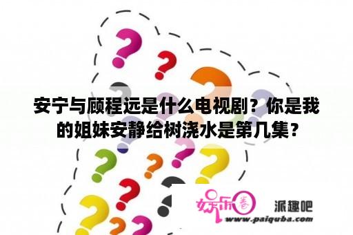 安宁与顾程远是什么电视剧？你是我的姐妹安静给树浇水是第几集？