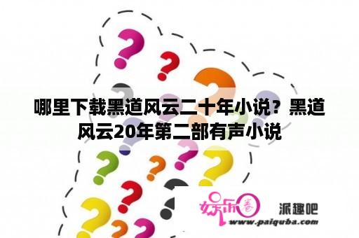 哪里下载黑道风云二十年小说？黑道风云20年第二部有声小说