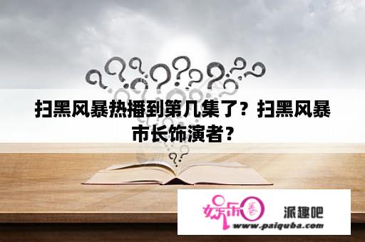 扫黑风暴热播到第几集了？扫黑风暴市长饰演者？