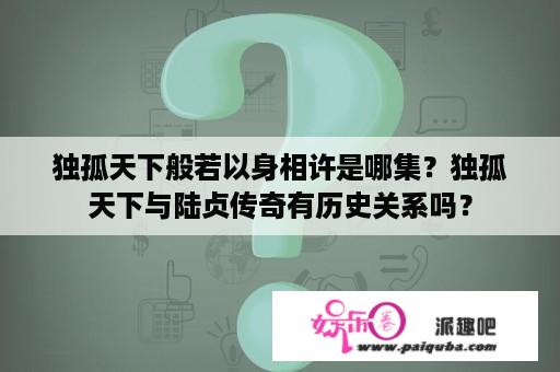 独孤天下般若以身相许是哪集？独孤天下与陆贞传奇有历史关系吗？