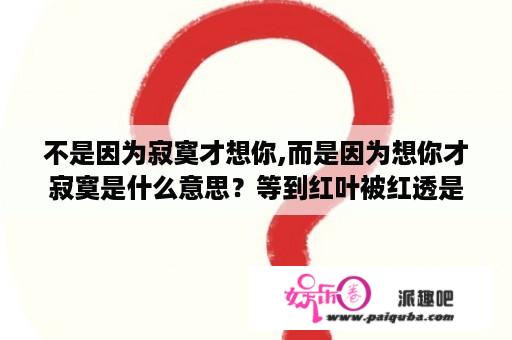 不是因为寂寞才想你,而是因为想你才寂寞是什么意思？等到红叶被红透是哪首歌的歌词？