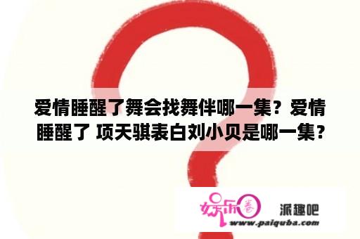 爱情睡醒了舞会找舞伴哪一集？爱情睡醒了 项天骐表白刘小贝是哪一集？