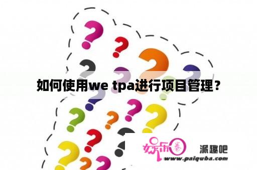 如何使用we tpa进行项目管理？