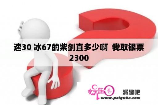 速30 冰67的紫剑直多少啊  我取银票2300