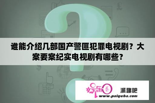 谁能介绍几部国产警匪犯罪电视剧？大案要案纪实电视剧有哪些？