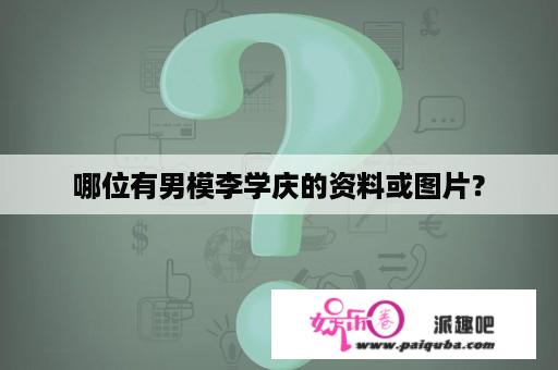 哪位有男模李学庆的资料或图片？