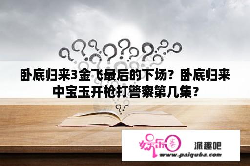 卧底归来3金飞最后的下场？卧底归来中宝玉开枪打警察第几集？