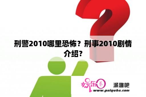 刑警2010哪里恐怖？刑事2010剧情介绍？