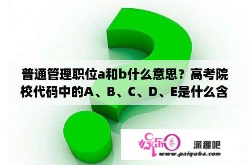 普通管理职位a和b什么意思？高考院校代码中的A、B、C、D、E是什么含义？