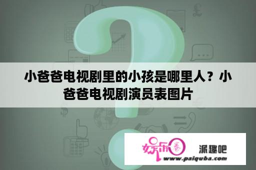 小爸爸电视剧里的小孩是哪里人？小爸爸电视剧演员表图片